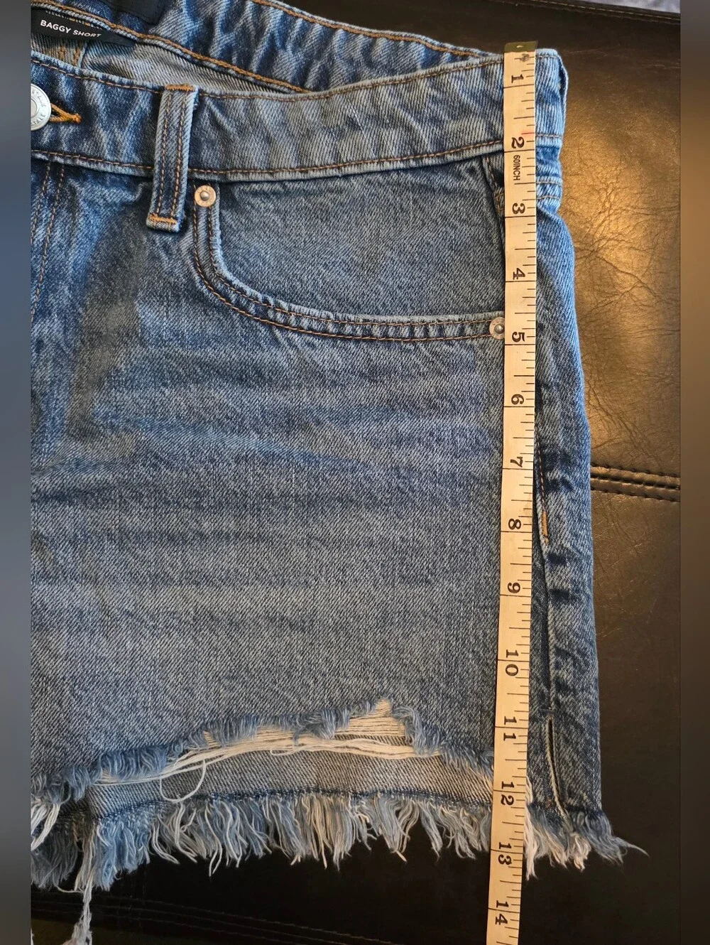 Aeropostale Denim Baggy Shorts in Light Blue with Contrast Stitching